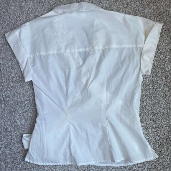 Nine West Cream Wrap-Front Short Sleeve Blouse - Picture 2 of 3